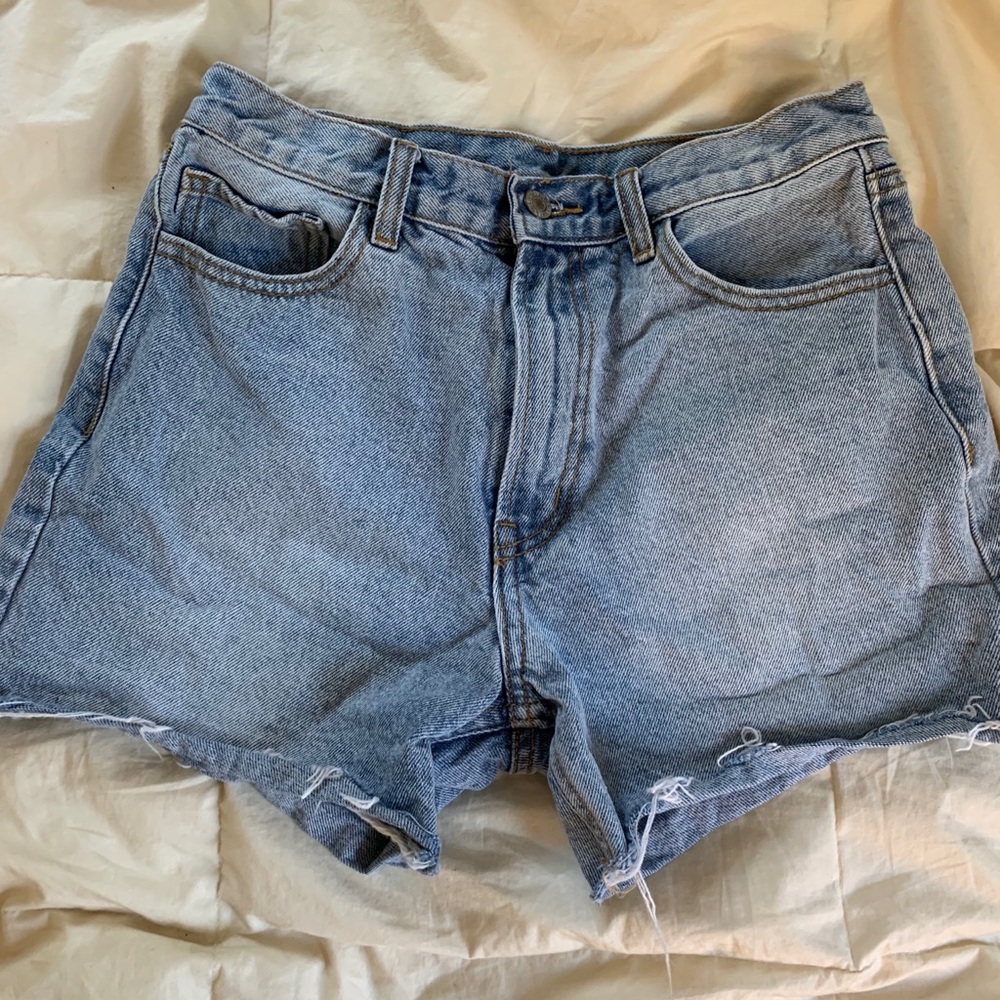 denim high-rise shorts
